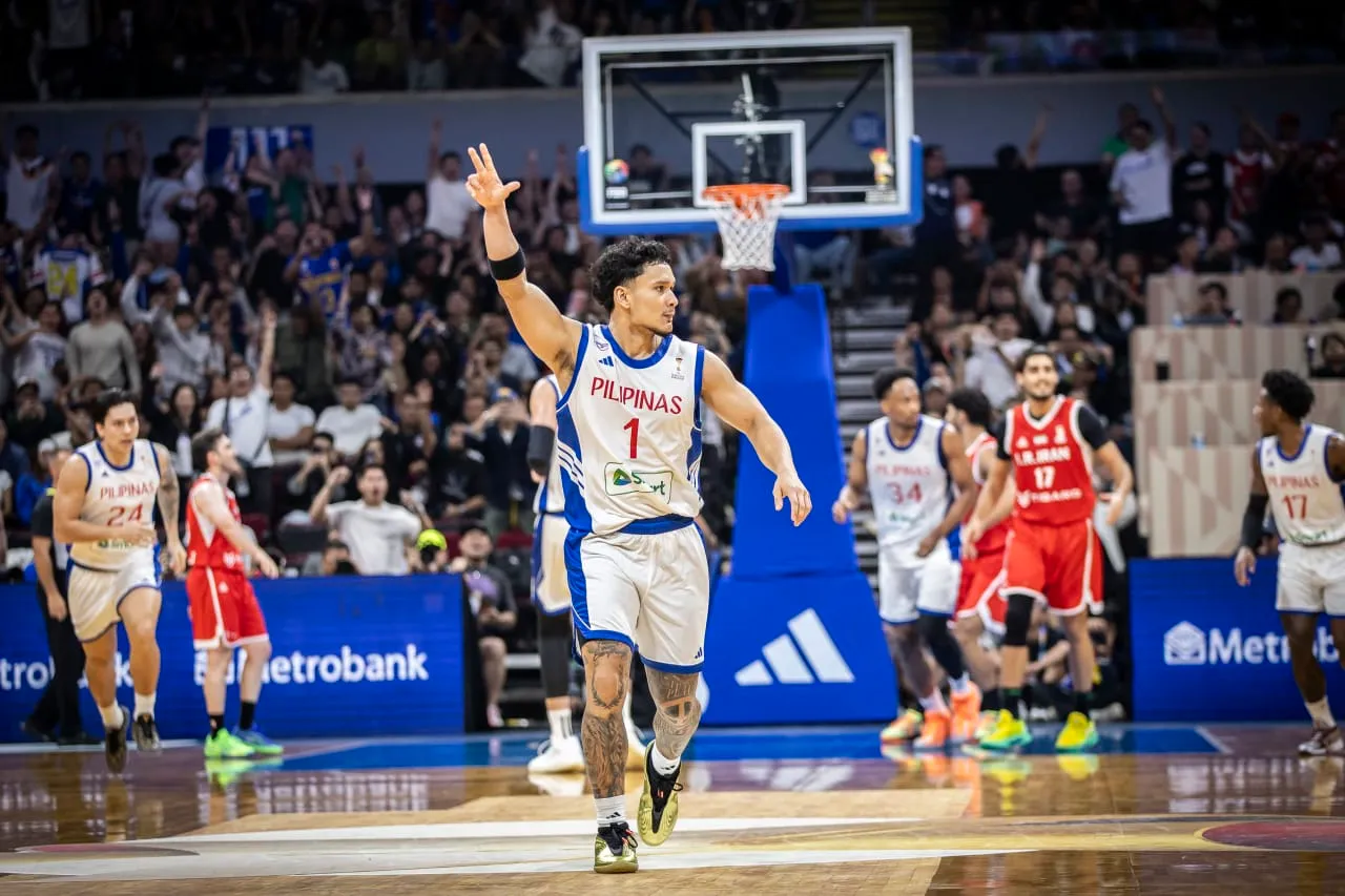 A Gilas Pilipinas player celebrates during a game against Iran