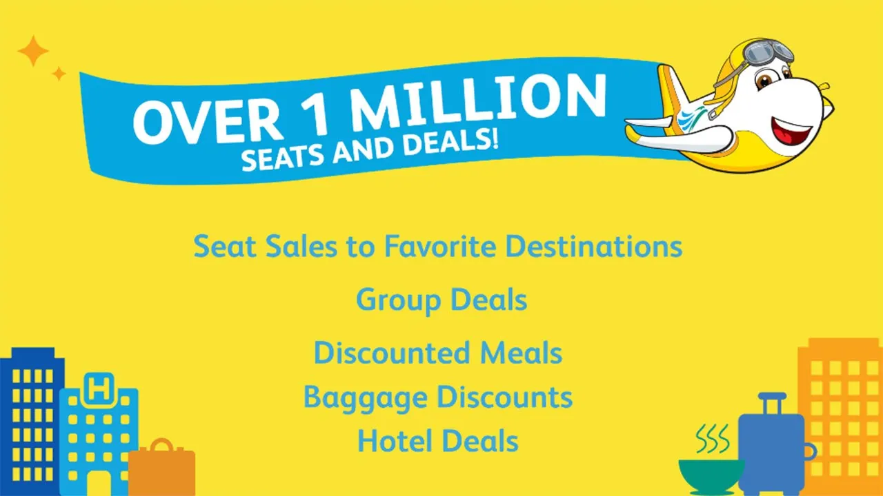 Cebu Pacific promotional visual announcing over 1 million seats and deals